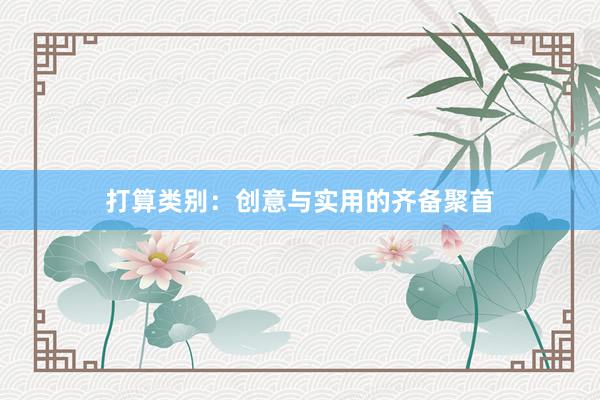 打算类别：创意与实用的齐备聚首