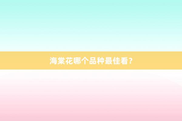 海棠花哪个品种最佳看？