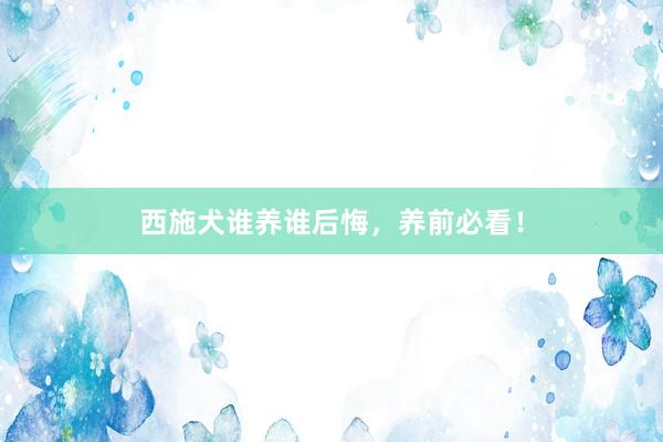 西施犬谁养谁后悔,养前必看!